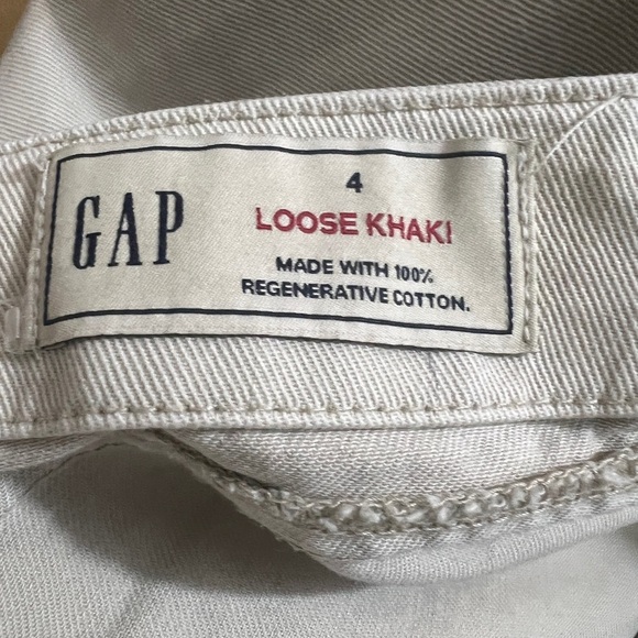GAP Women's Size 4 Loose Khaki Pants In Moonstone Beige 100% Cotton Preppy - Picture 11 of 12